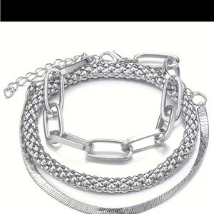 3pcsVintage SilverColor Snake BoneChain Multilayer Bracelet Creative Retro Chain